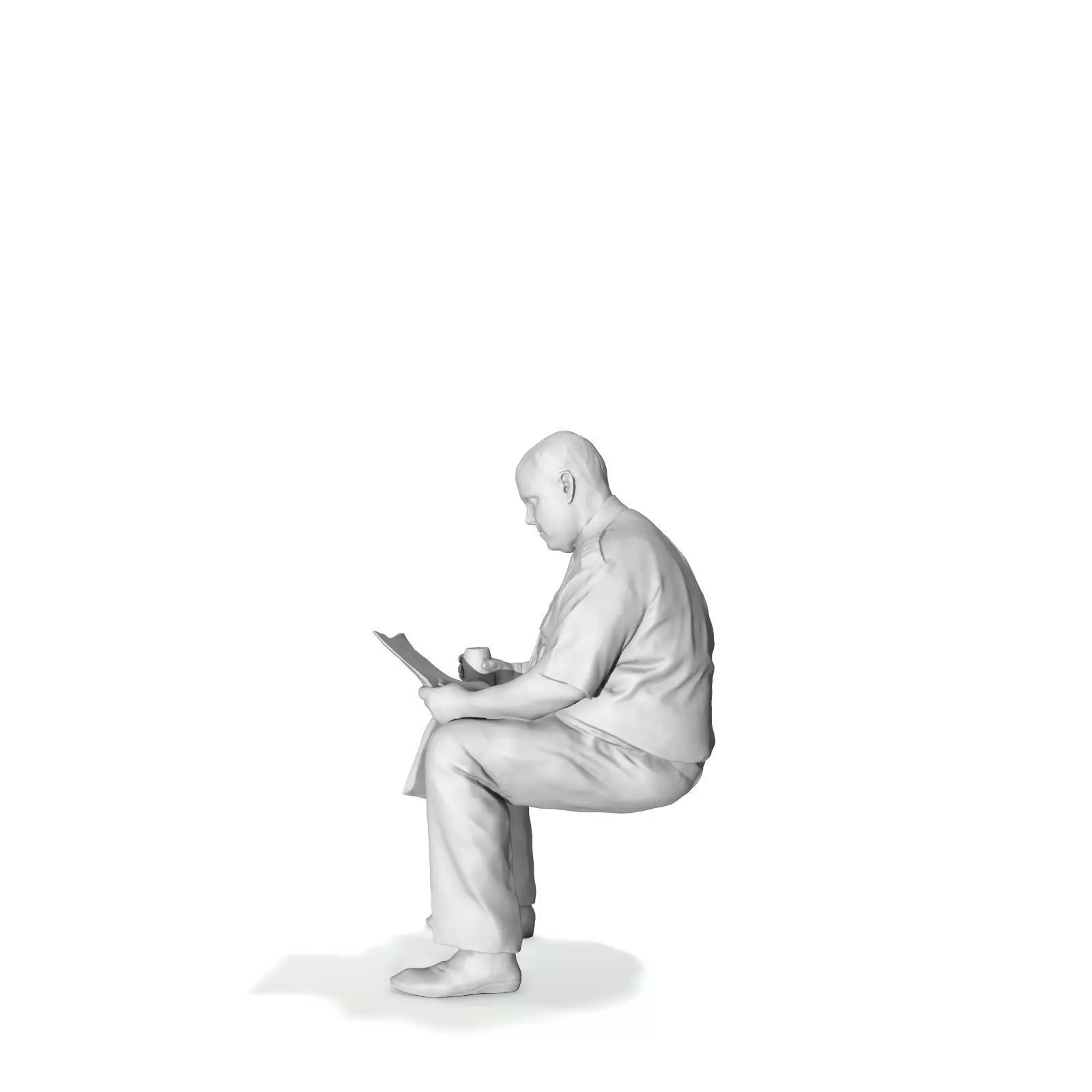 Man with Uniform Reading Newspaper WMan0201-HD2-O01P01-S 3D model_3