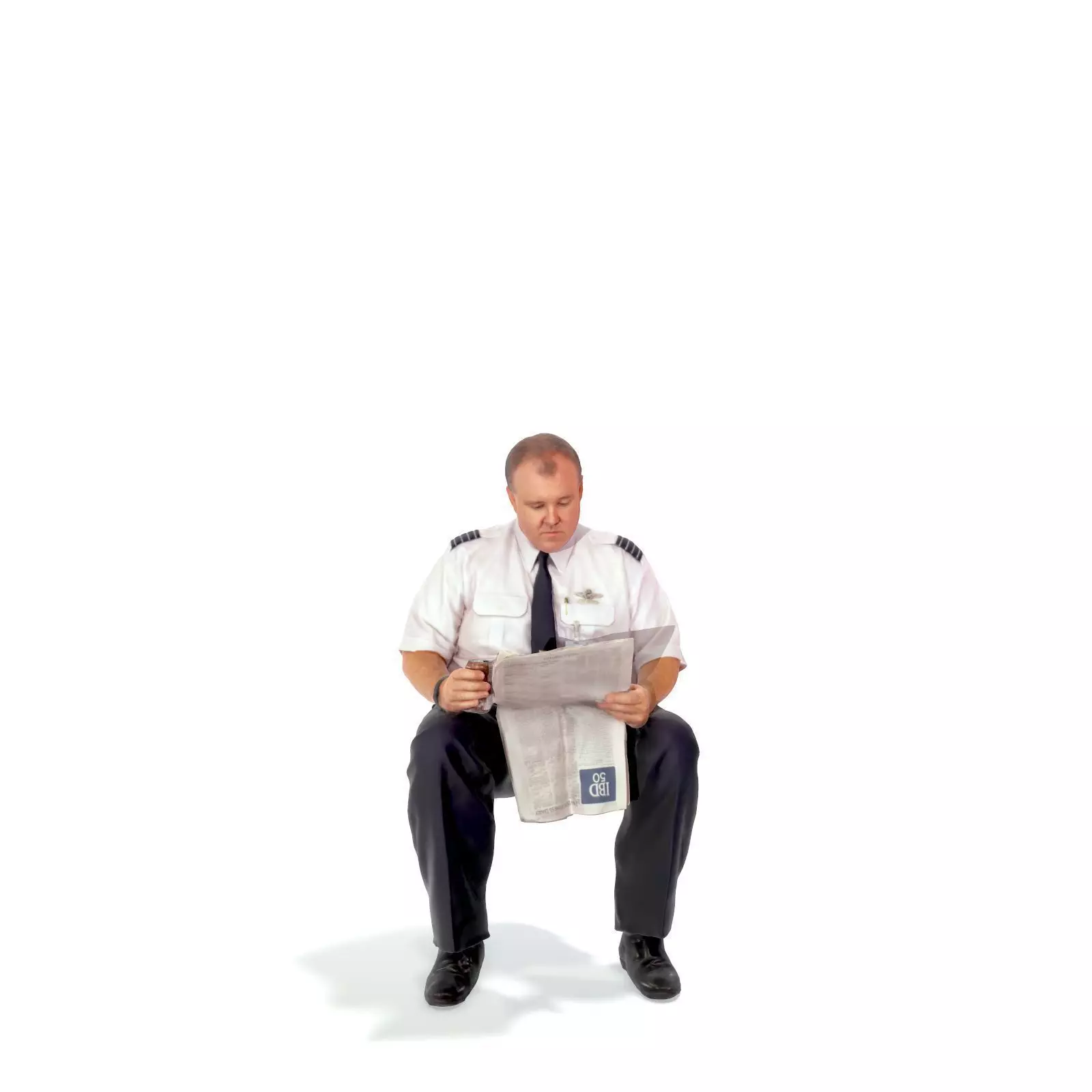 Man with Uniform Reading Newspaper WMan0201-HD2-O01P01-S 3D model_52