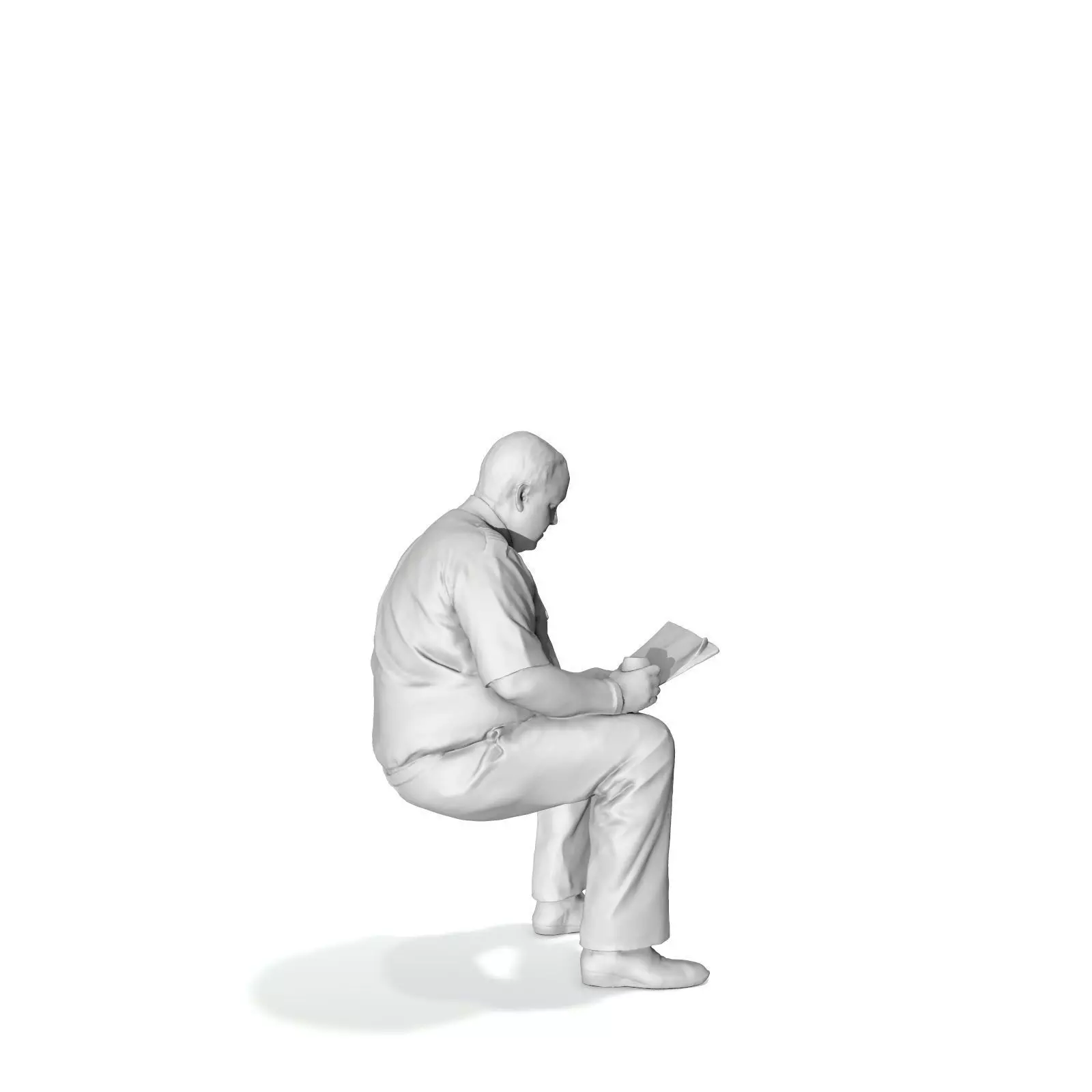 Man with Uniform Reading Newspaper WMan0201-HD2-O01P01-S 3D model_34