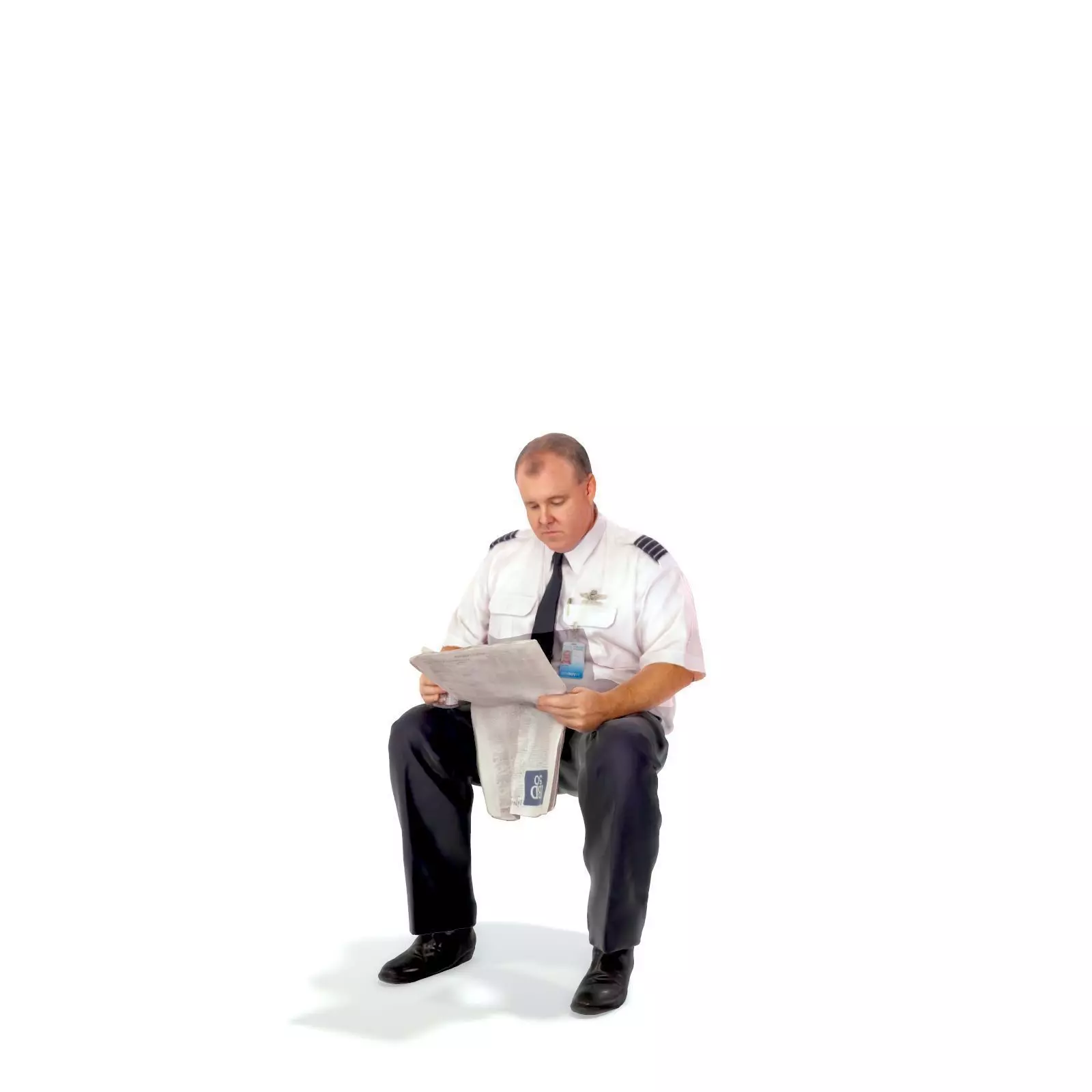 Man with Uniform Reading Newspaper WMan0201-HD2-O01P01-S 3D model_58