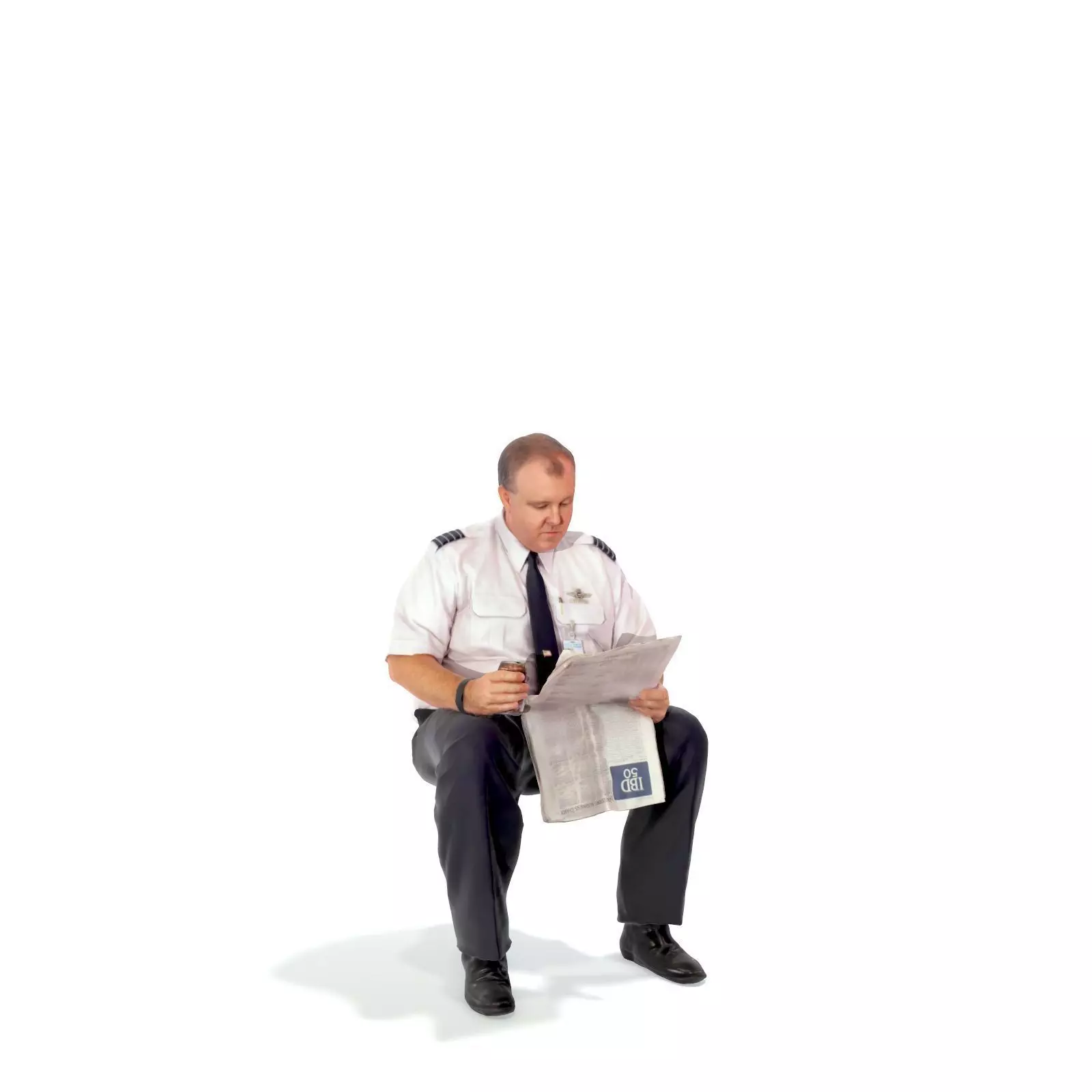 Man with Uniform Reading Newspaper WMan0201-HD2-O01P01-S 3D model_18