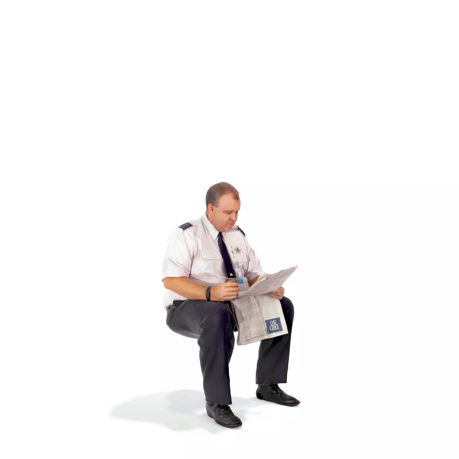 Man with Uniform Reading Newspaper WMan0201-HD2-O01P01-S 3D model_46