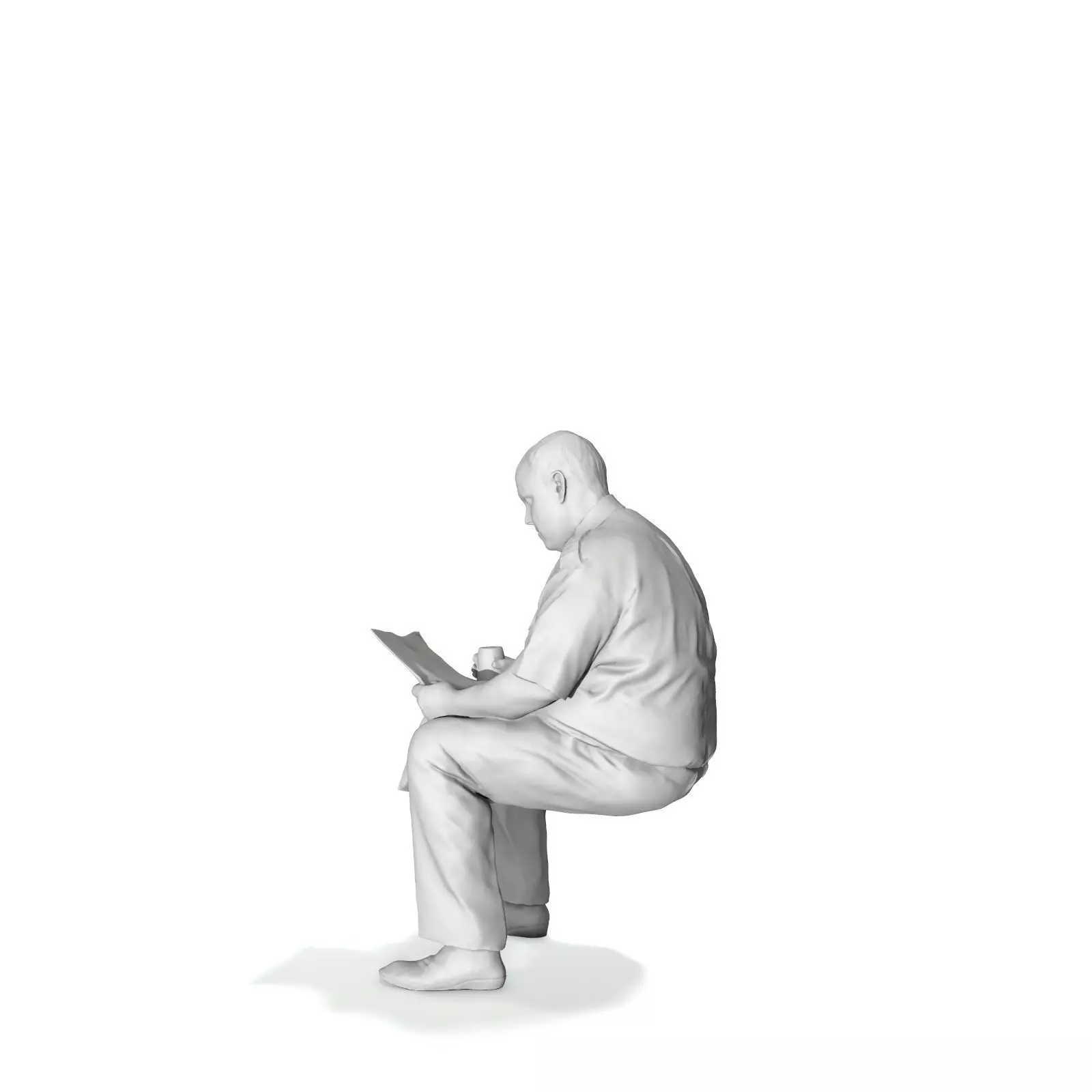 Man with Uniform Reading Newspaper WMan0201-HD2-O01P01-S 3D model_1