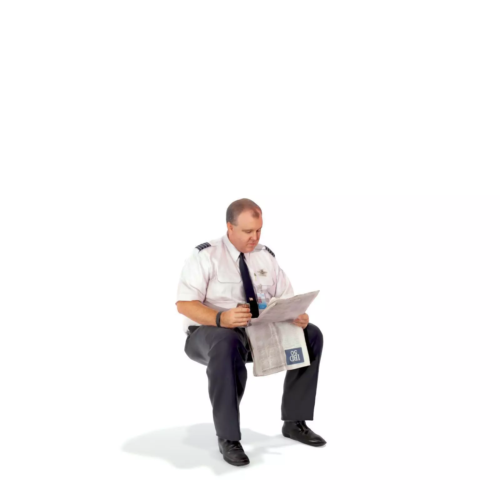 Man with Uniform Reading Newspaper WMan0201-HD2-O01P01-S 3D model_9