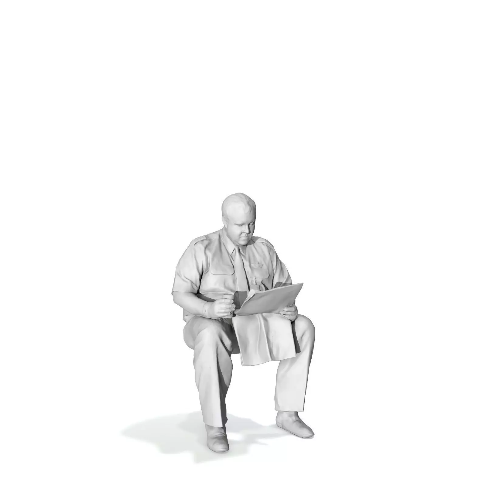 Man with Uniform Reading Newspaper WMan0201-HD2-O01P01-S 3D model_50