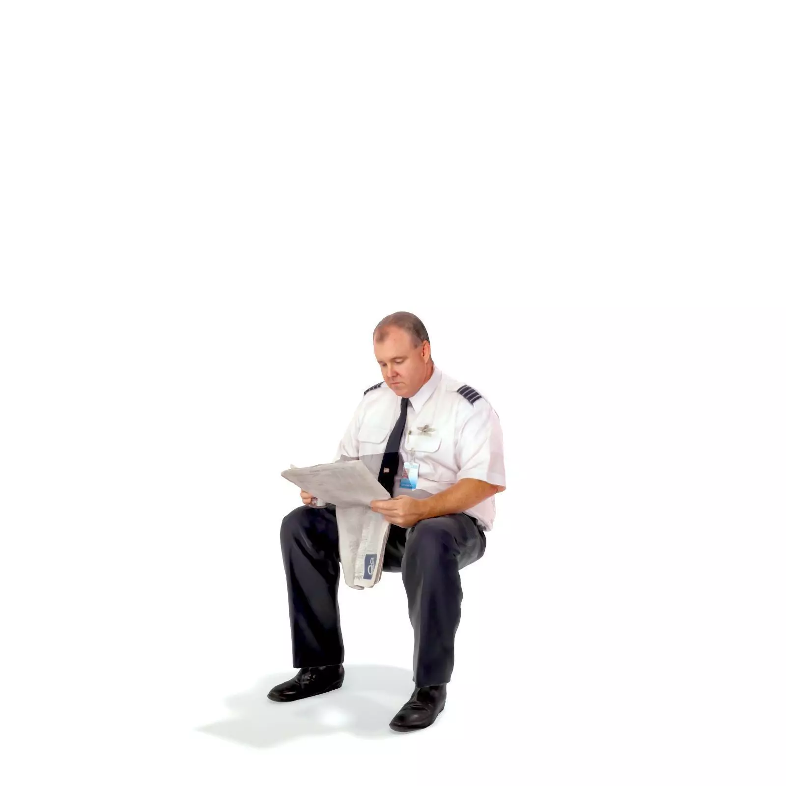 Man with Uniform Reading Newspaper WMan0201-HD2-O01P01-S 3D model_11