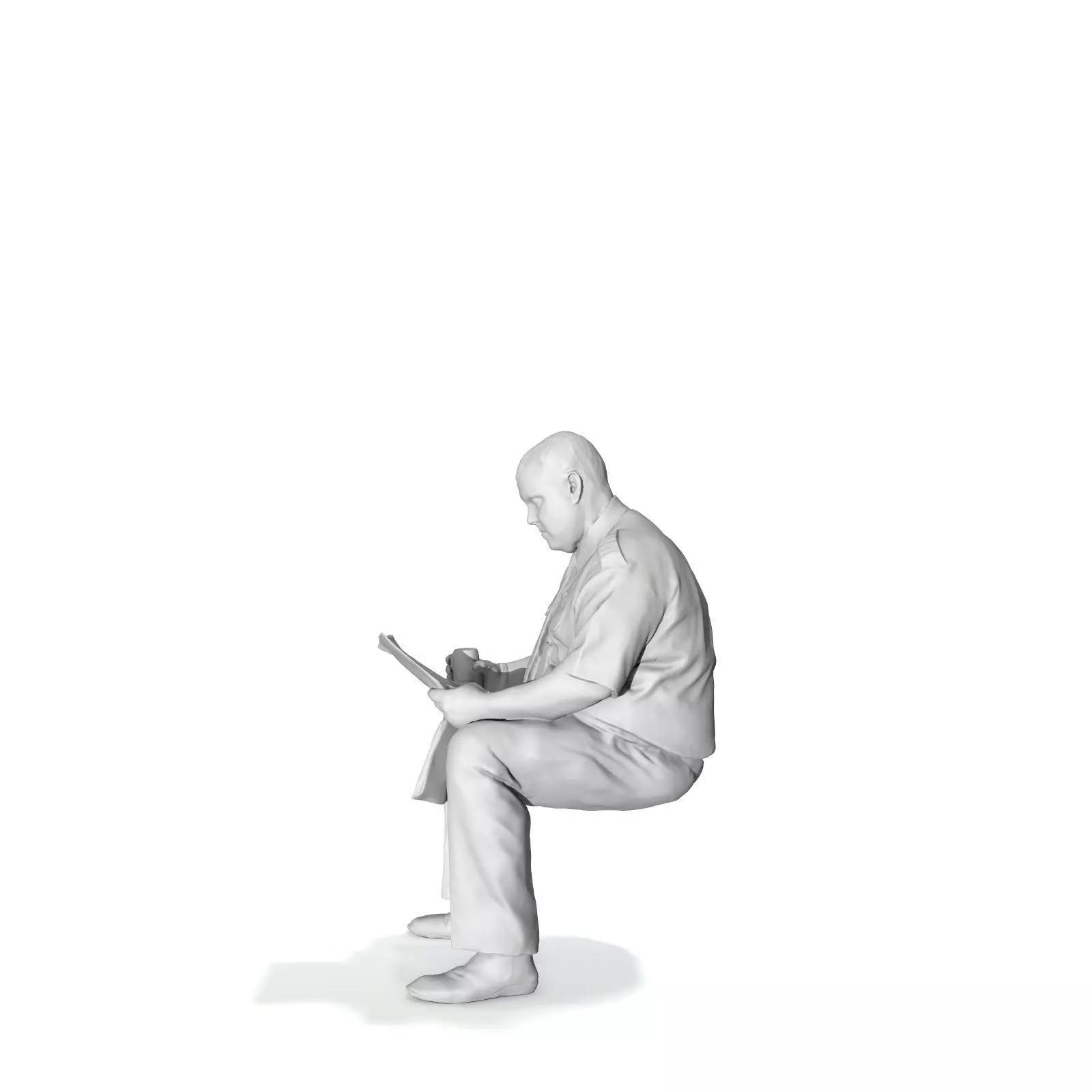 Man with Uniform Reading Newspaper WMan0201-HD2-O01P01-S 3D model_47