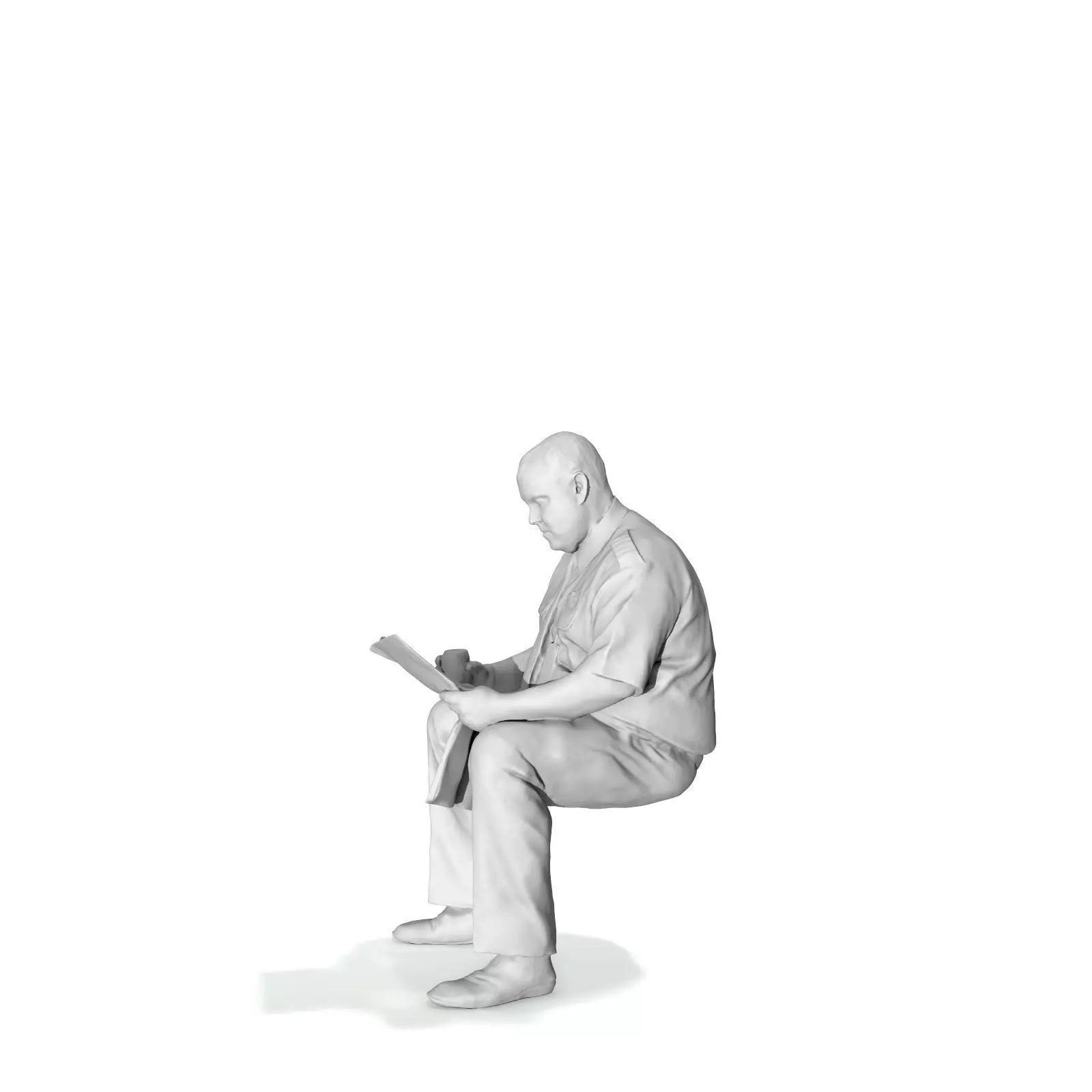 Man with Uniform Reading Newspaper WMan0201-HD2-O01P01-S 3D model_45