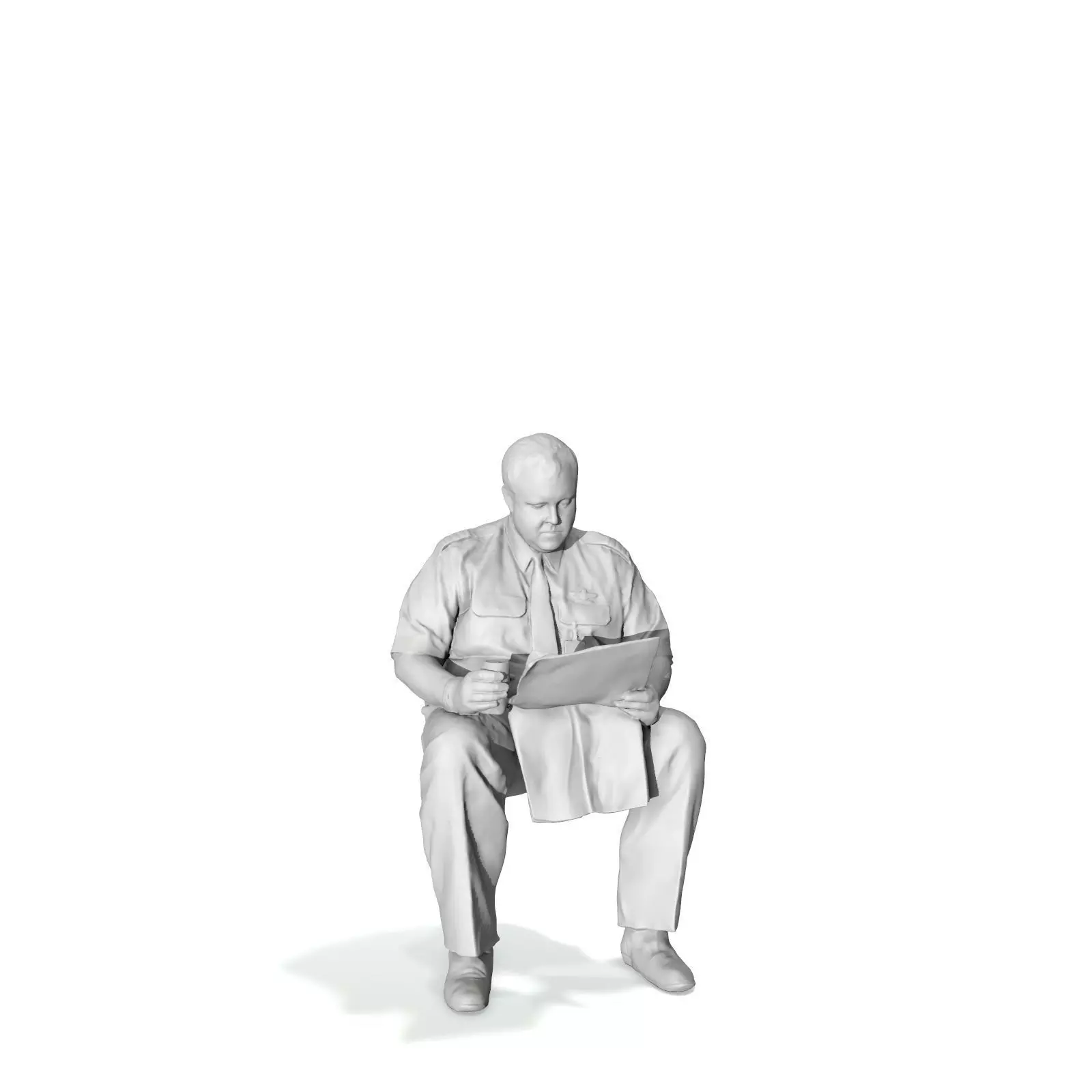 Man with Uniform Reading Newspaper WMan0201-HD2-O01P01-S 3D model_55