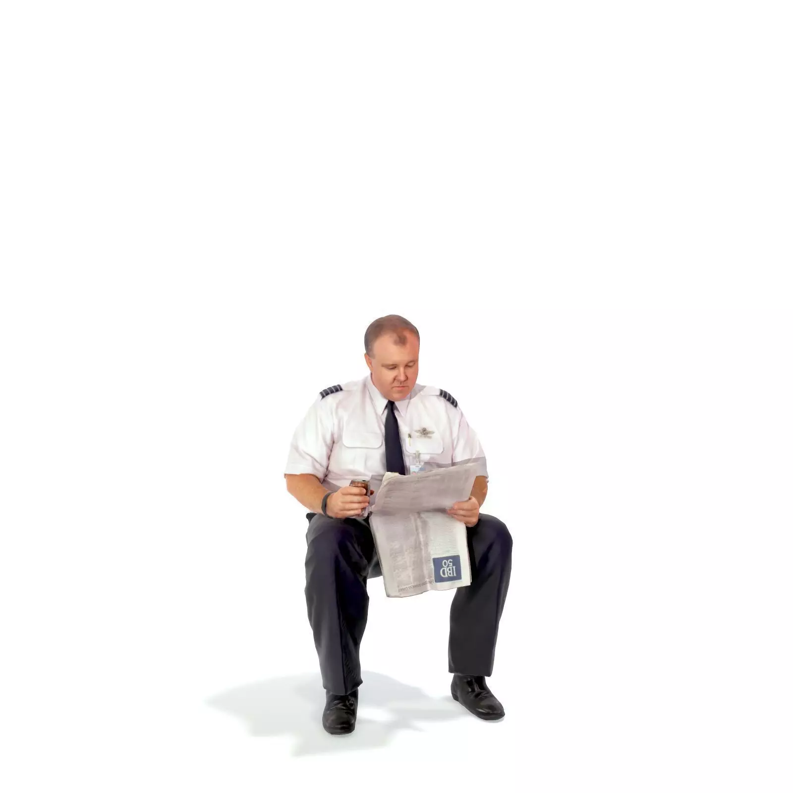 Man with Uniform Reading Newspaper WMan0201-HD2-O01P01-S 3D model_62