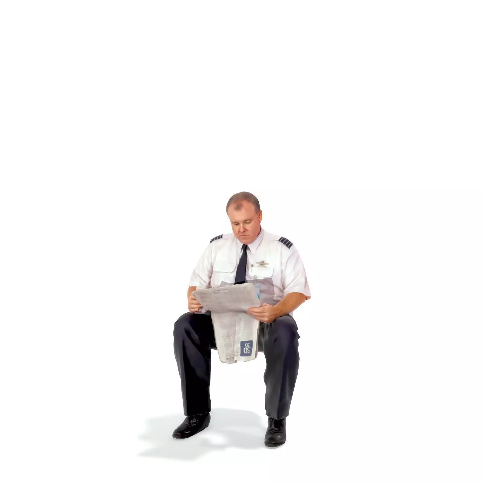 Man with Uniform Reading Newspaper WMan0201-HD2-O01P01-S 3D model_53