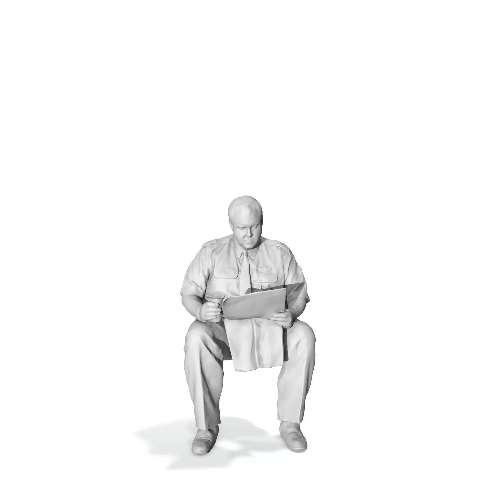 Man with Uniform Reading Newspaper WMan0201-HD2-O01P01-S 3D model_14