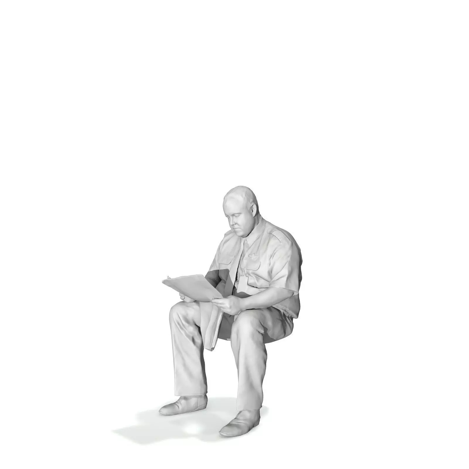 Man with Uniform Reading Newspaper WMan0201-HD2-O01P01-S 3D model_43
