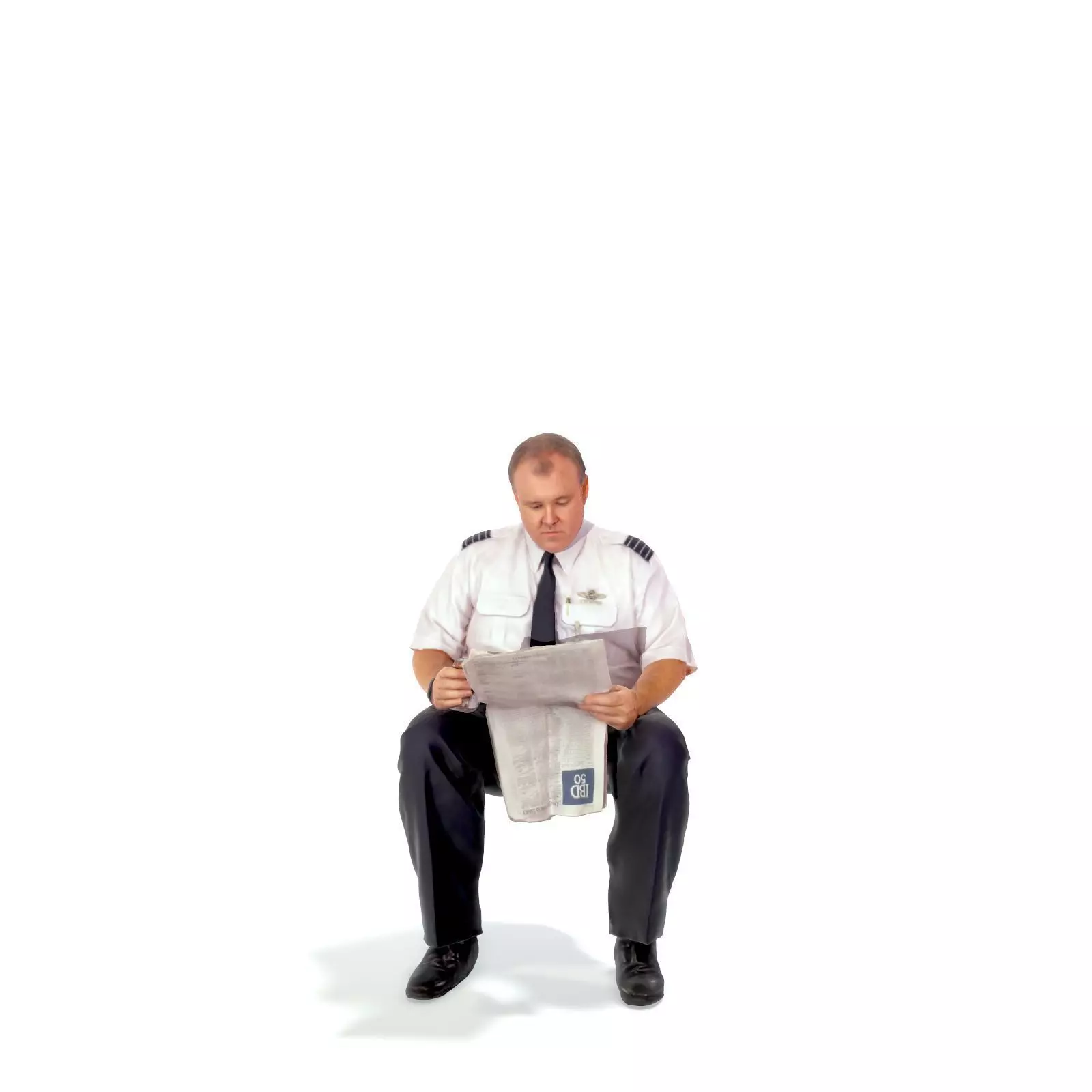 Man with Uniform Reading Newspaper WMan0201-HD2-O01P01-S 3D model_21