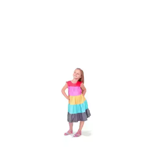 Standing Smiling Girl with Colorful Dress CGirl0201-HD2-O01P01-S