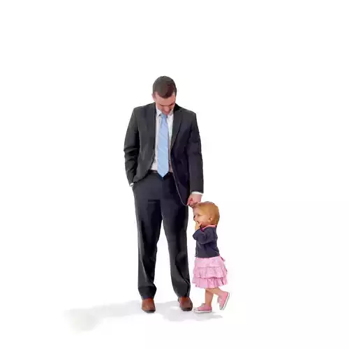 Standing Man Holding Hand of a Baby Girl BMan0205-HD2-O01P02-S