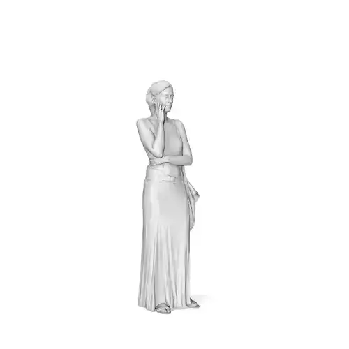 Standing Woman with Grey Dress Talking on Phone CWom0332-HD2-O01P01-S