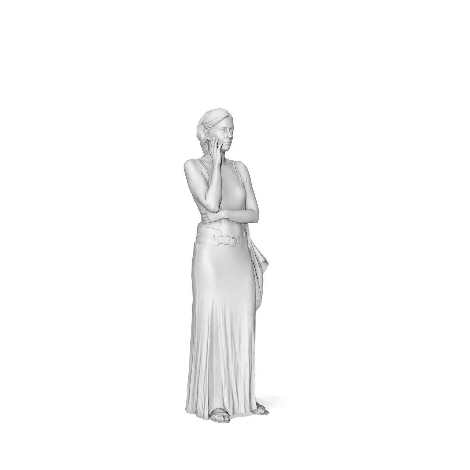 Standing Woman with Grey Dress Talking on Phone CWom0332-HD2-... 3D model