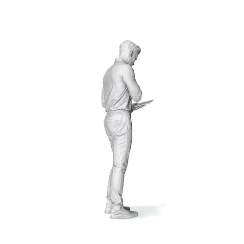 Thinking Standing Man Reading Newspaper CMan0331-HD2-O01P01-S 3D model