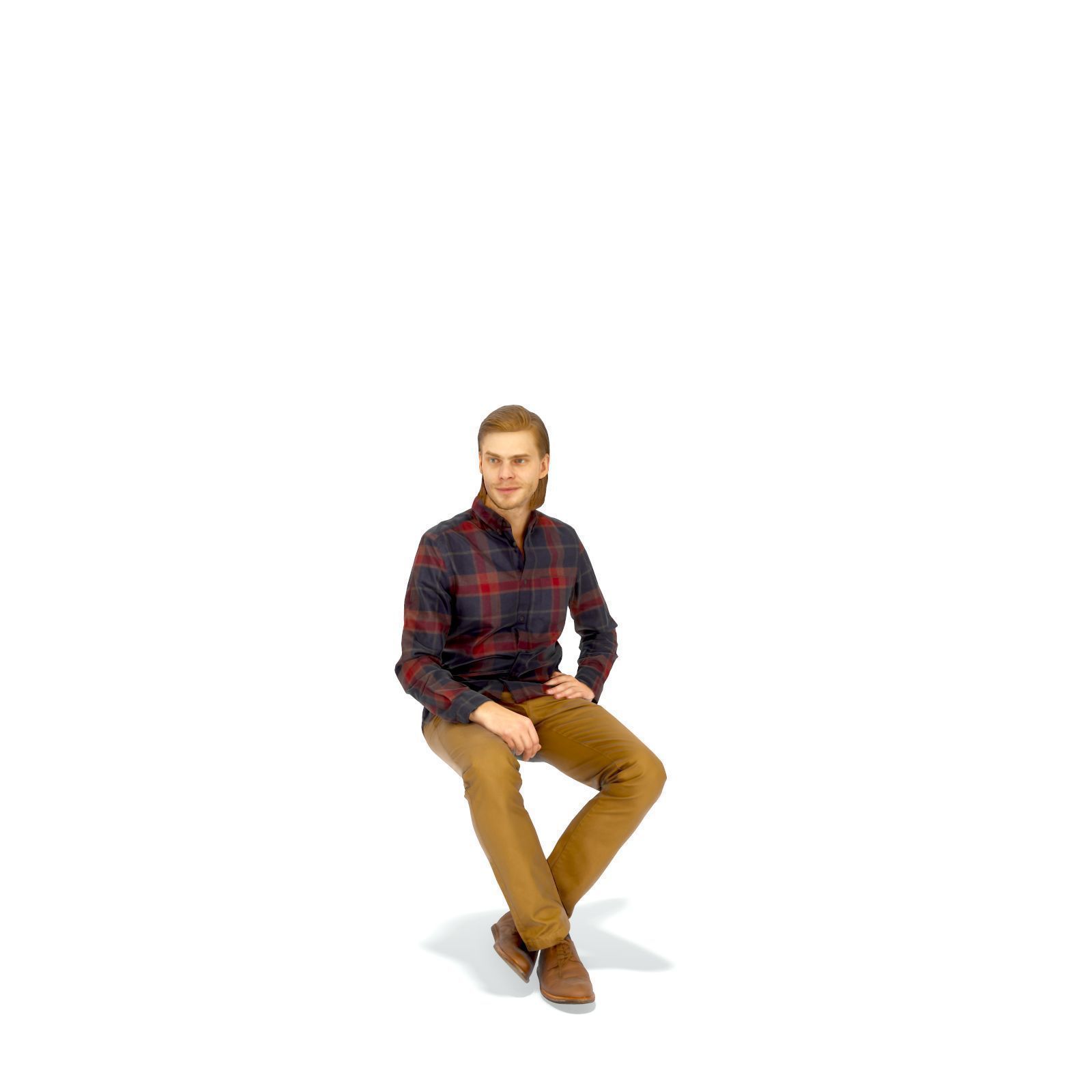 Sitting Serious Man with Brown Pants CMan0330-HD2-O02P01-S 3D model_10
