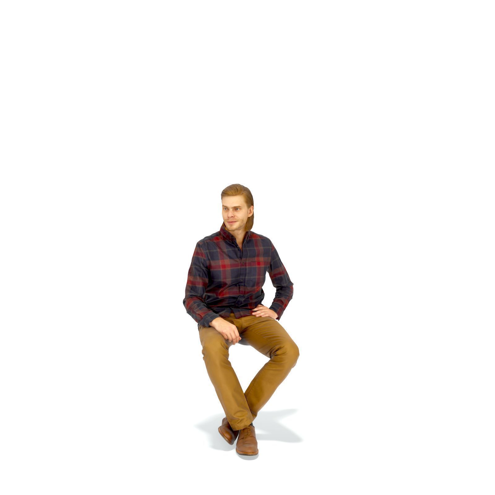 Sitting Serious Man with Brown Pants CMan0330-HD2-O02P01-S 3D model_14