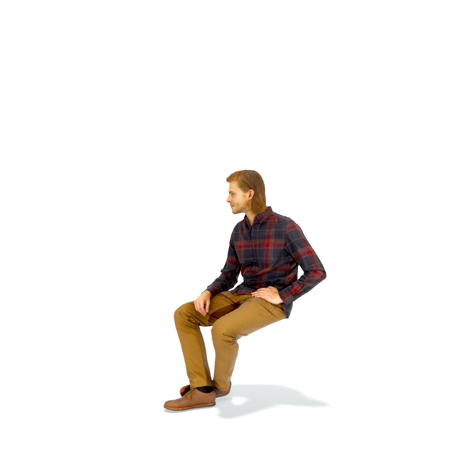 Sitting Serious Man with Brown Pants CMan0330-HD2-O02P01-S 3D model_2