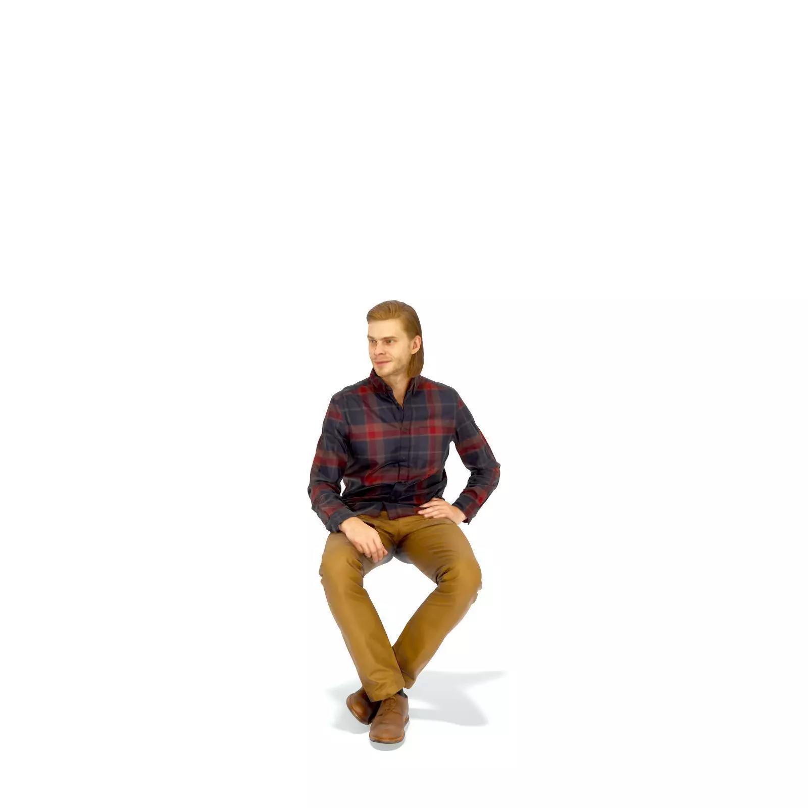Sitting Serious Man with Brown Pants CMan0330-HD2-O02P01-S 3D model_0