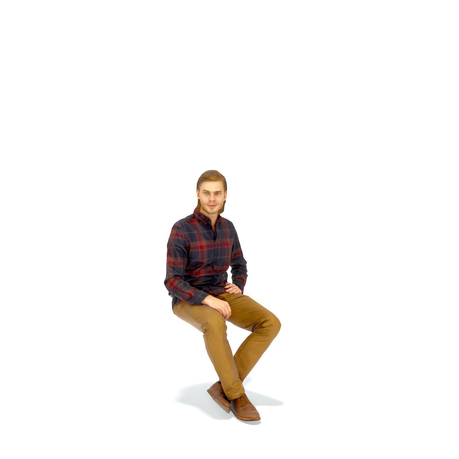 Sitting Serious Man with Brown Pants CMan0330-HD2-O02P01-S 3D model_8