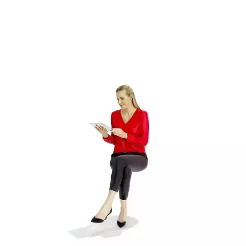 Woman with Red Sweater Reading Tablet BWom0318-HD2-O01P01-S