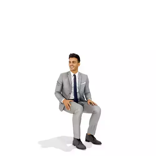 Sitting Business Man with Grey Suit BMan0314-HD2-O04P01-S 3D model