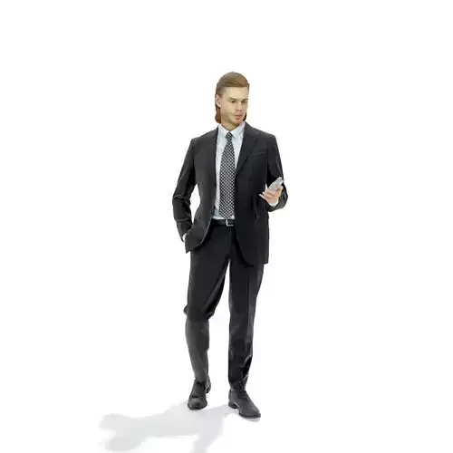 Standing Business Man with Black Suit BMan0315-HD2-O03P01-S