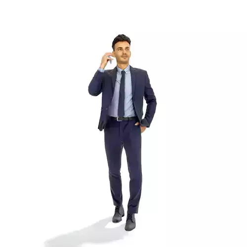 Talking on Phone Man with Blue Suit BMan0314-HD2-O02P01-S
