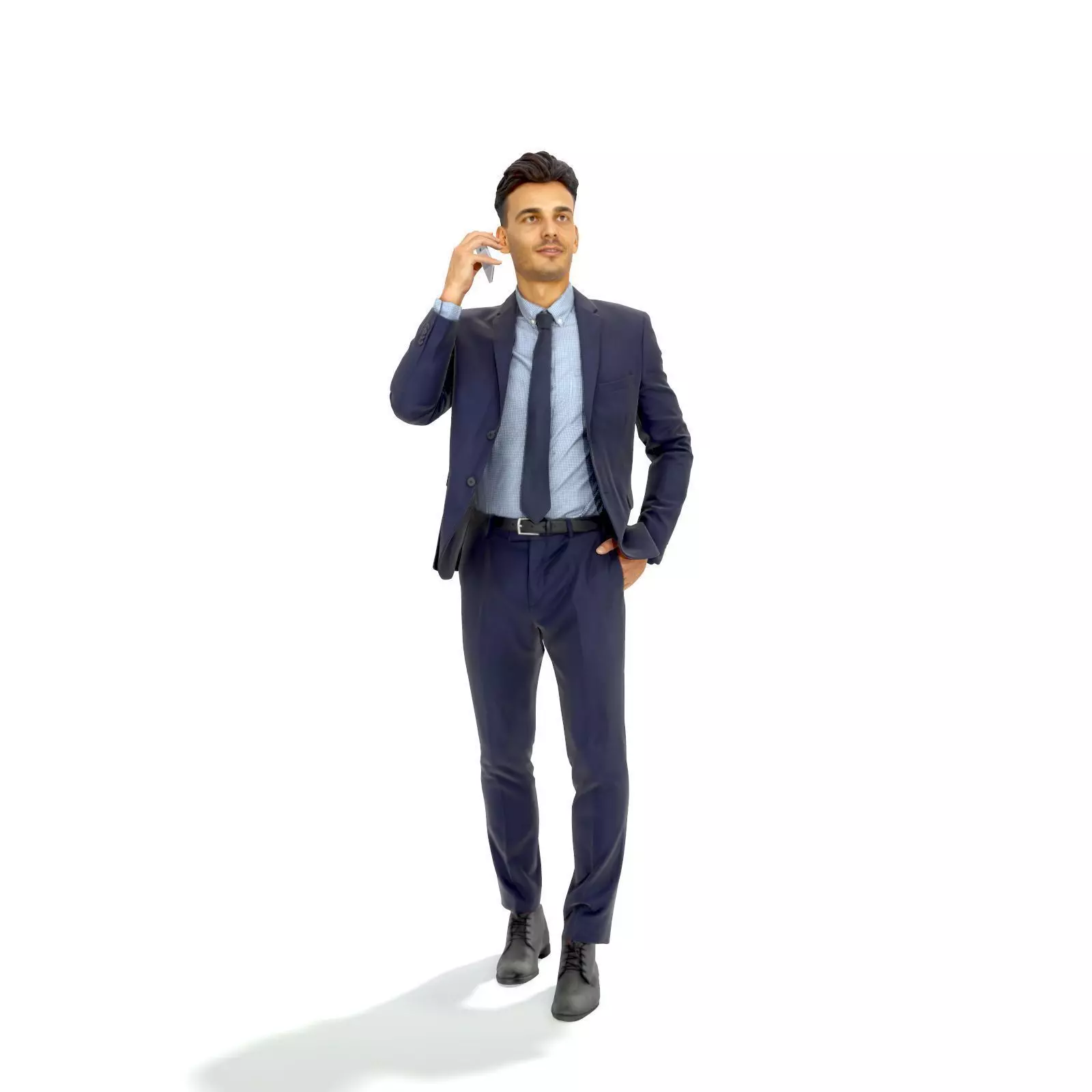 Talking on Phone Man with Blue Suit BMan0314-HD2-O02P01-S 3D model_0
