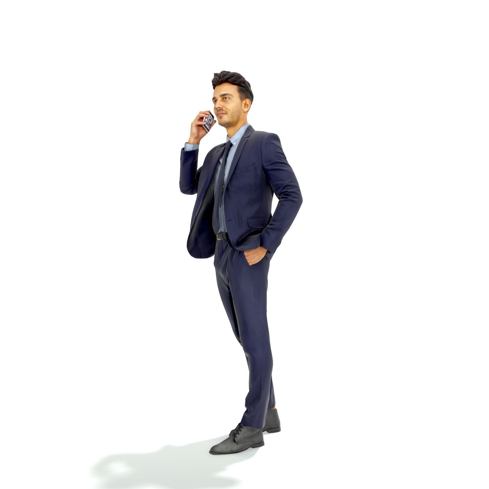 Talking on Phone Man with Blue Suit BMan0314-HD2-O02P01-S 3D model_1