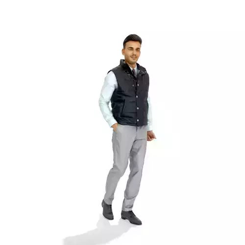 Standing Casual Man with Black Vest BMan0314-HD2-O01P01-S