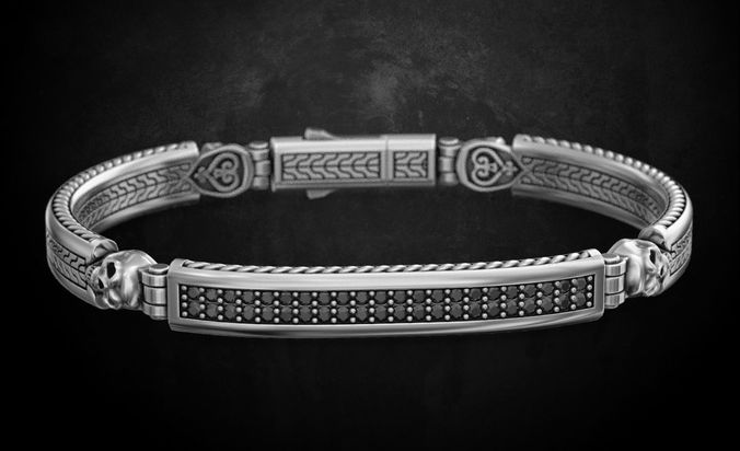 Stylish bracelet with a skull in silver 152 3D print model