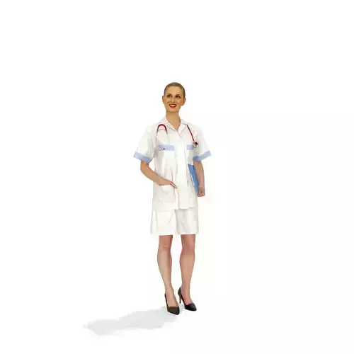 Standing Smiling Doctor with Black Heels WWom0307-HD2-O01P01-S