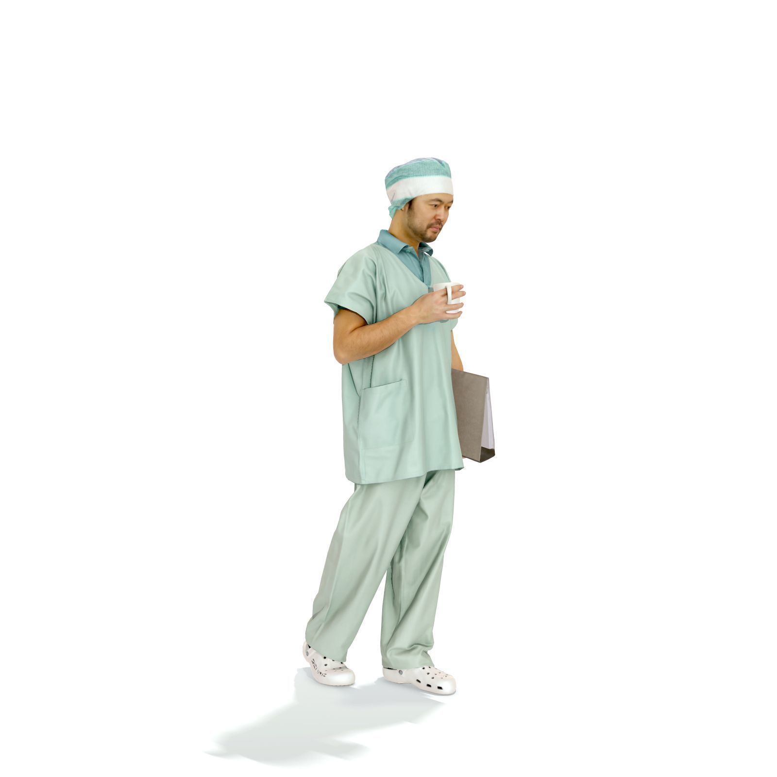 Doctor Walking Drinking Coffee Tea WMan0310-HD2-O02P01-S 3D model_2