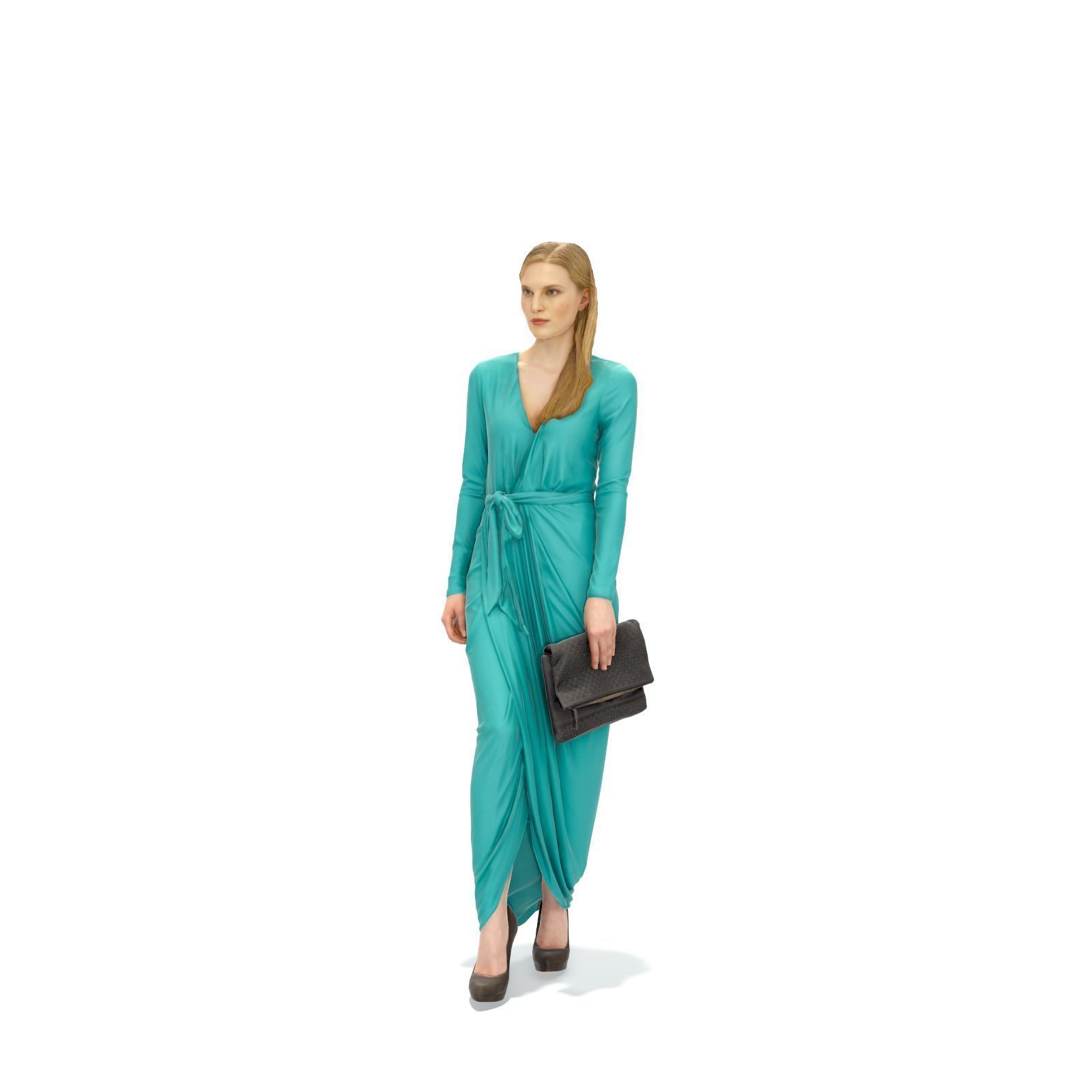 Elegant Woman with Long Blue Dress EWom0314-HD2-O03P01-S 3D model_70