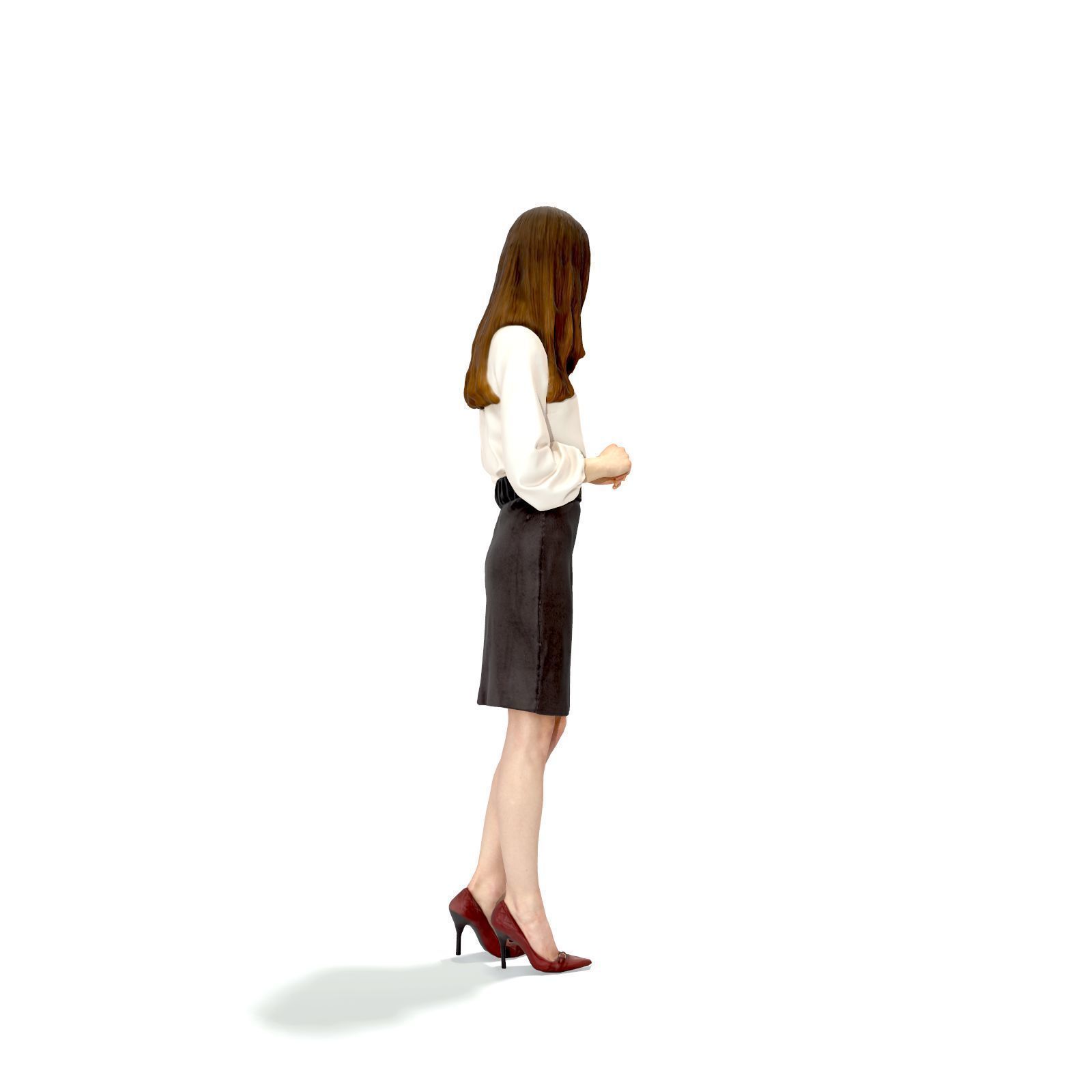Standing Elegant Woman with Black Skirt EWom0312-HD2-O04P01-S 3D model_2