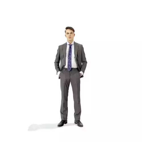 Standing Business Man with Grey Suit BMan0312-HD2-O03P02-S