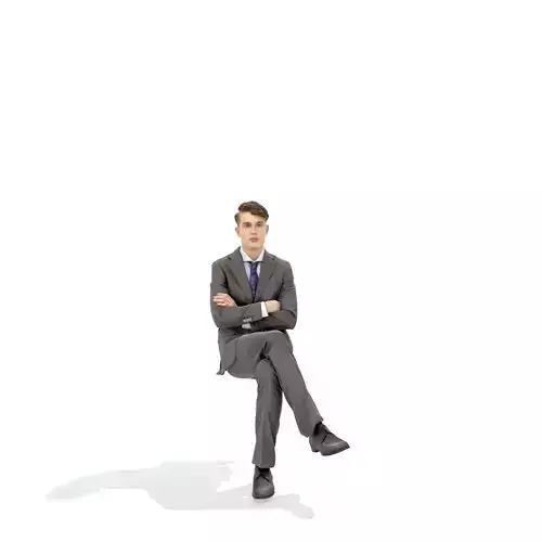 Sitting Business Man With Grey Suit BMan0312-HD2-O03P01-S 3D model