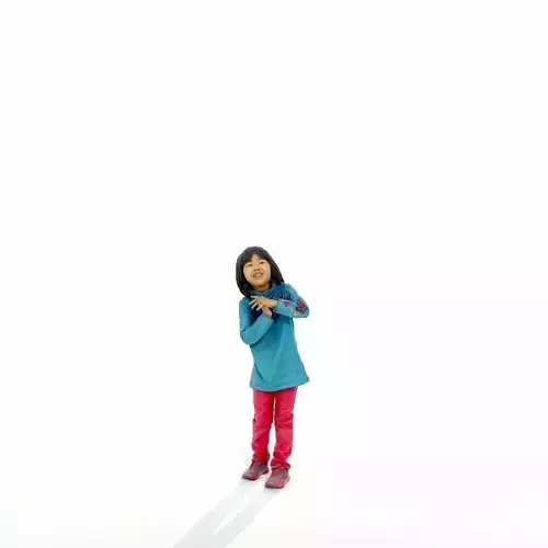 Playful Small Girl with Red Pants CGirl0300-HD2-O03P01-S 3D model