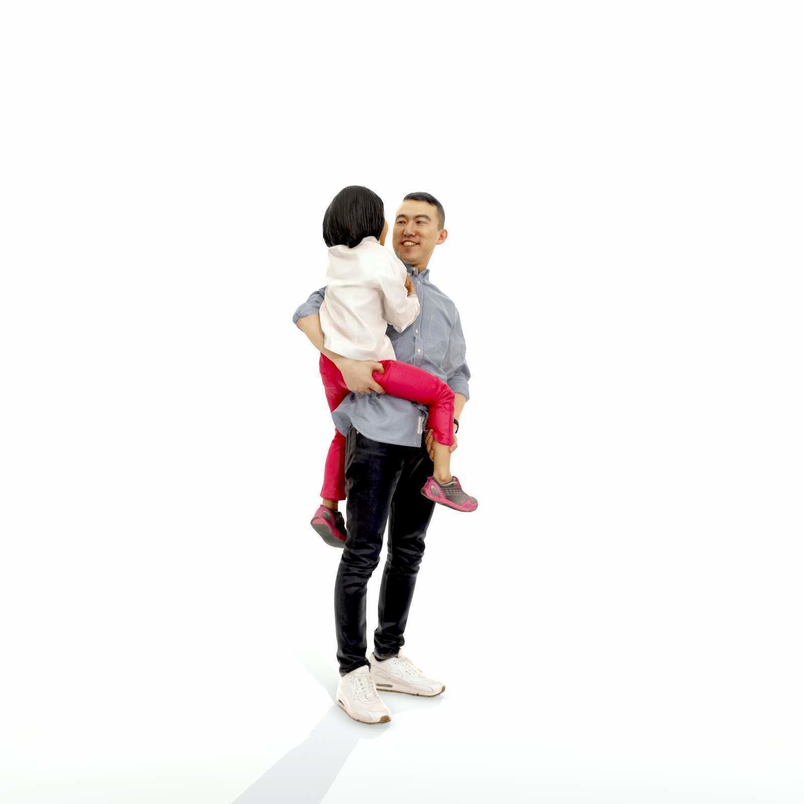 Happy Man Carrying Small Girl CFam0301-HD2-O01P01-S 3D model_1
