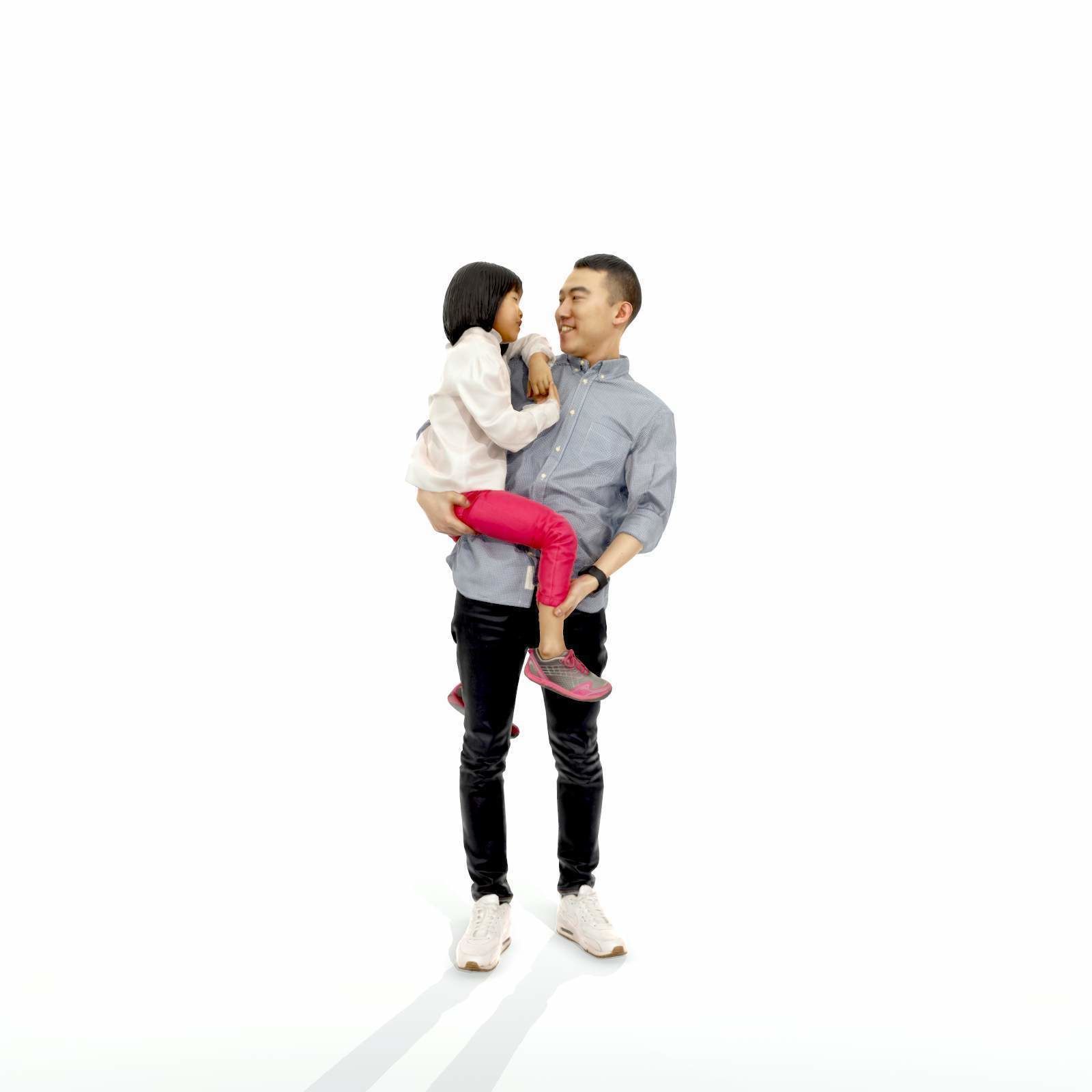 Happy Man Carrying Small Girl CFam0301-HD2-O01P01-S 3D model_2