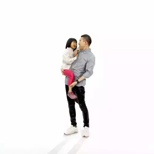 Happy Man Carrying Small Girl CFam0301-HD2-O01P01-S
