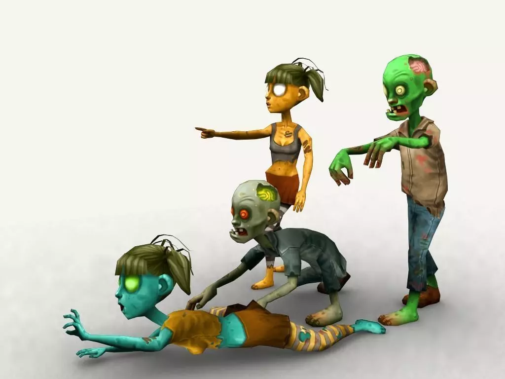 Cartoon Zombies Low-poly 3D model_0
