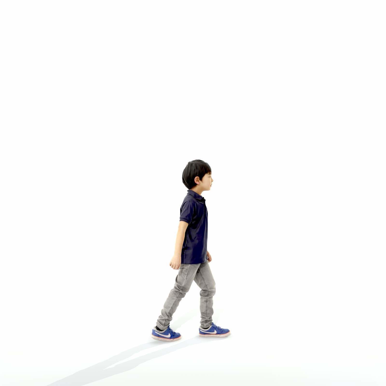 Small Boy Walking with Black Polo T-Shirt CBoy0300-HD2-O03P01-S 3D model_4