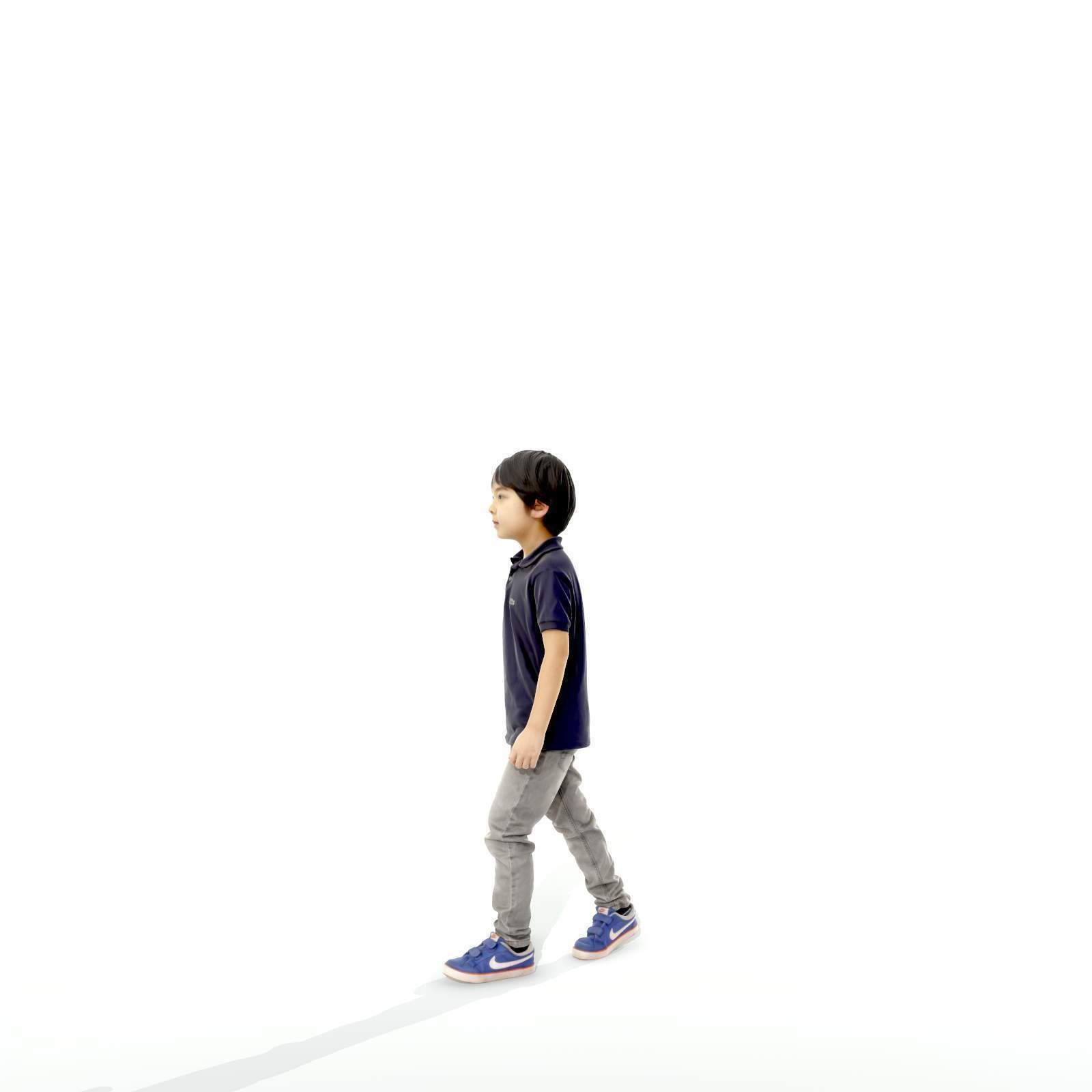 Small Boy Walking with Black Polo T-Shirt CBoy0300-HD2-O03P01-S 3D model_61