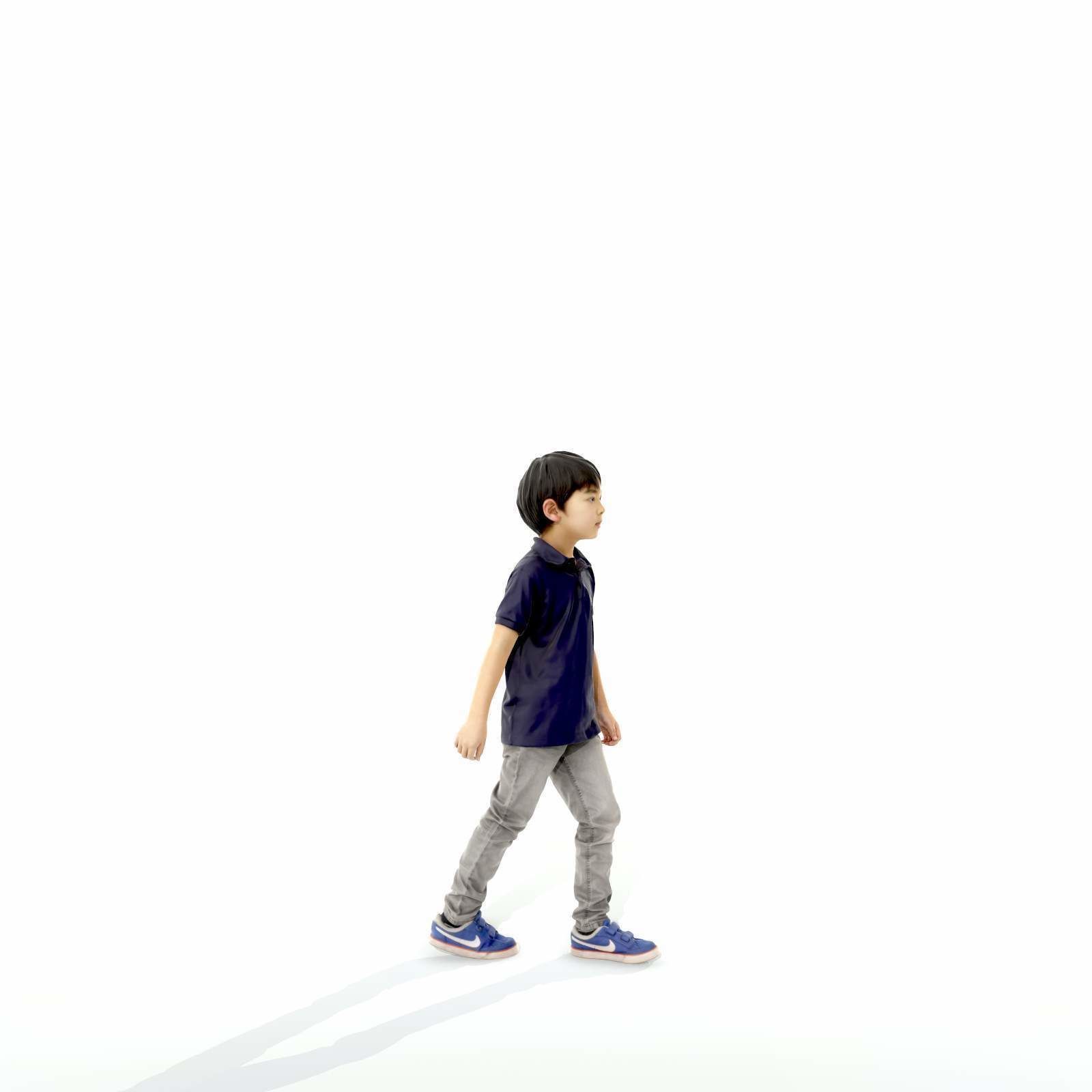 Small Boy Walking with Black Polo T-Shirt CBoy0300-HD2-O03P01-S 3D model_37